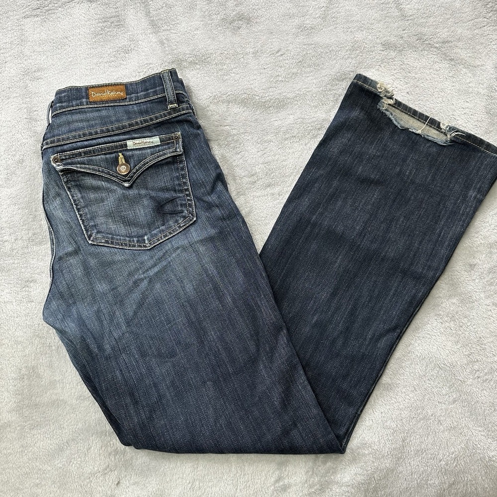 David Kahn Jeans Womens Size 29 Bootcut Medium Wash Flap Pocket Stretch Made USA
